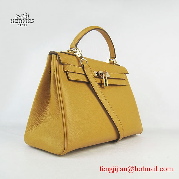 Hermes Kelly 32cm Togo Leather Bag Yellow 6108 Gold Hardware